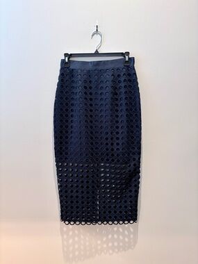 Yumi Kim Navy Eyelet Pencil Skirt